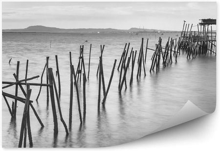 Fototapety.Pl Zniszczone Drewniane Molo Morze Czarno-Białe Zdjęcie Fototapeta Samoprzylepna 250x250cm Magicstic
