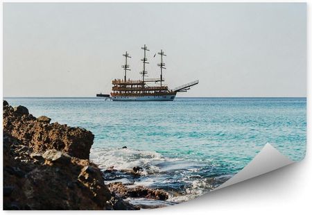 Fototapety.Pl Statek Piracki Turystyczny Ocean Morze Śródziemne Skały Niebo Okleina Ścienna 250x250cm