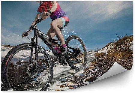 Fototapety.Pl Sport Rower Górski Rowerzystka Śnieg Kamienie Okleina Na Ścianę 250x250cm Fizelina