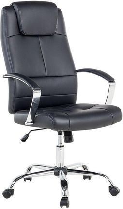 Beliani Krzesło Biurowe Regulowane Ekoskóra Czarne Winner