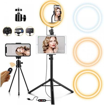 Joyroom ring flash statyw zestaw do nagrywania live streaming filmów YouTube TikTok Instagram uchwyt na telefon do selfie lampa pierścieniowa czarny (