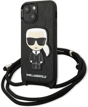 Karl Lagerfeld KLHCP13SCMNIPK iPhone 13 mini 5,4" hardcase czarny/black Leather Monogram Patch and Cord Iconik (1990842)