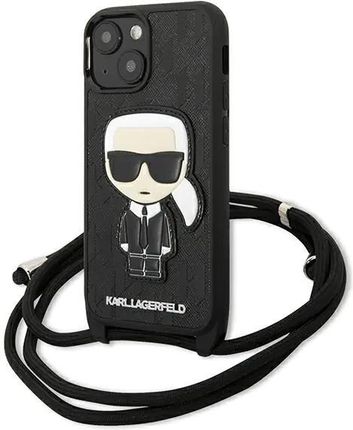Karl Lagerfeld KLHCP13SCMNIPK iPhone 13 mini 5,4" hardcase czarny/black Leather Monogram Patch and Cord Iconik (534944)