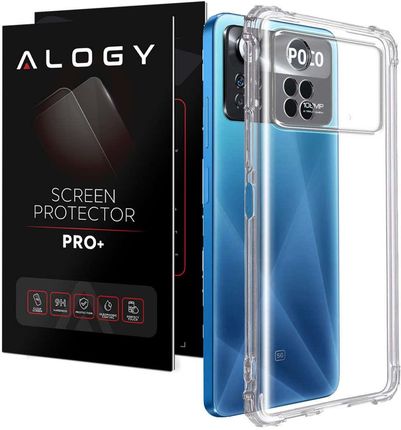 Silikonowe etui pancerne ShockProof Alogy do Xiaomi Poco X4 Pro 5G Przezroczyste + Szkło (51707)