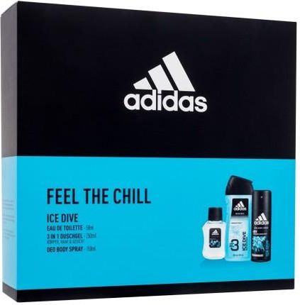 adidas Zestaw Ice Dive M Woda toaletowa 50ml + 150ml deospray + 250ml Żel pod prysznic