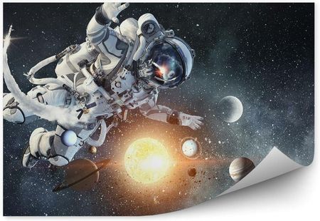 Fototapety.Pl Astronauta Rakieta Planeta Słońce Niebo Gwiazdy Fototapeta 250x250cm Magicstick