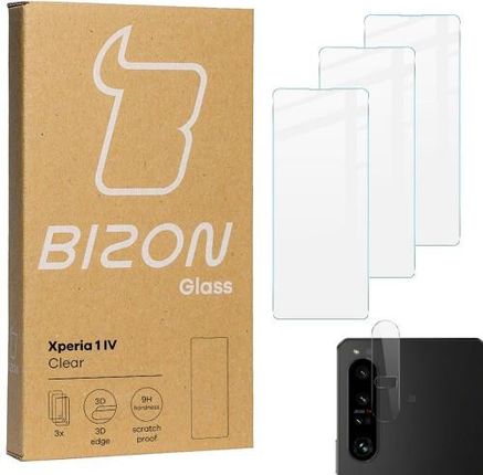 Szkło hartowane Bizon Glass Clear - 3 szt. + obiektyw, Sony Xperia 1 IV
