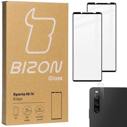 Szkło hartowane Bizon Glass Edge - 2 sztuki + ochrona na obiektyw, Sony Xperia 10 IV