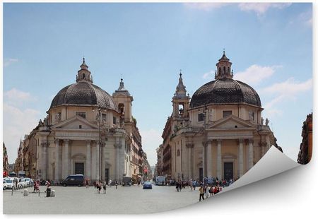 Fototapety.Pl Piazza Del Popolo Bliźniacze Kościoły Ludzie Chmury Niebo Rzym Fototapeta Na Ścianę 250