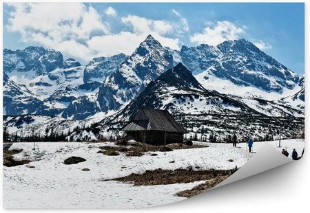 Fototapety.Pl Droga Do Schroniska Chatki Góry Tatry Śnieg Ludzie Niebo Chmury Szczyt Okleina Na Ścianę Chmu