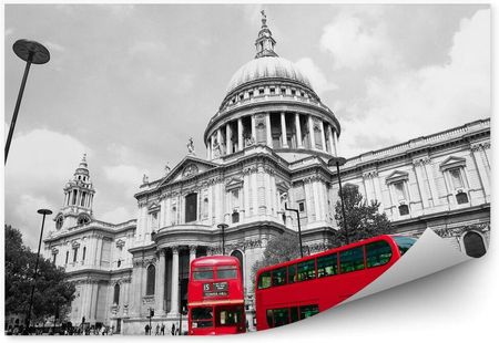 Fototapety.Pl Londyńskie Autobusy Katedra Świętego Pawła Fototapeta 250x250cm Fizelina