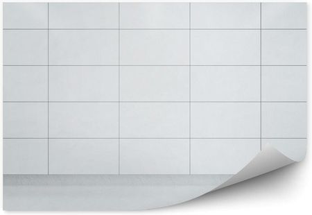 Białe kafelki ściana wzór paski kratka Okleina ścienna Białe kafelki ściana wzór paski kratka 250x250cm Fizelina