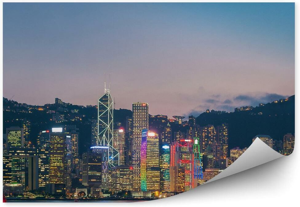 Fototapety Pl Panorama Miasta Hong Kong Zmierzch Okleina Na Cian