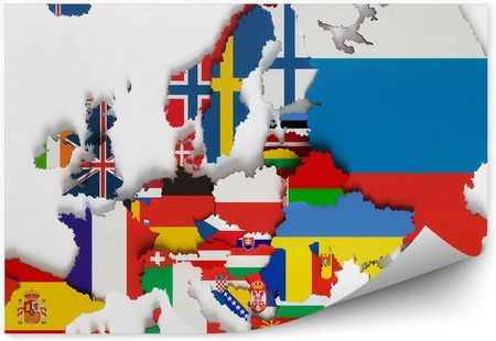 Fototapety.Pl Europa Kontynent Mapa Flagi Państw Fototapeta Na Ścianę 250x250cm Fizelina