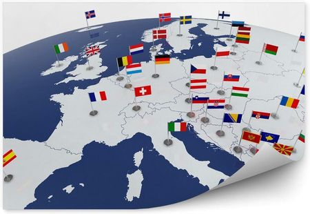 Fototapety.Pl Flagi Państw Członkowskich Unia Europejska Europa Mapa Fototapeta Na Ścianę 250x250cm Magicstic