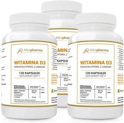 3 x Witamina D3 2000IU + prebiotyk 120kapsułek Alto Pharma