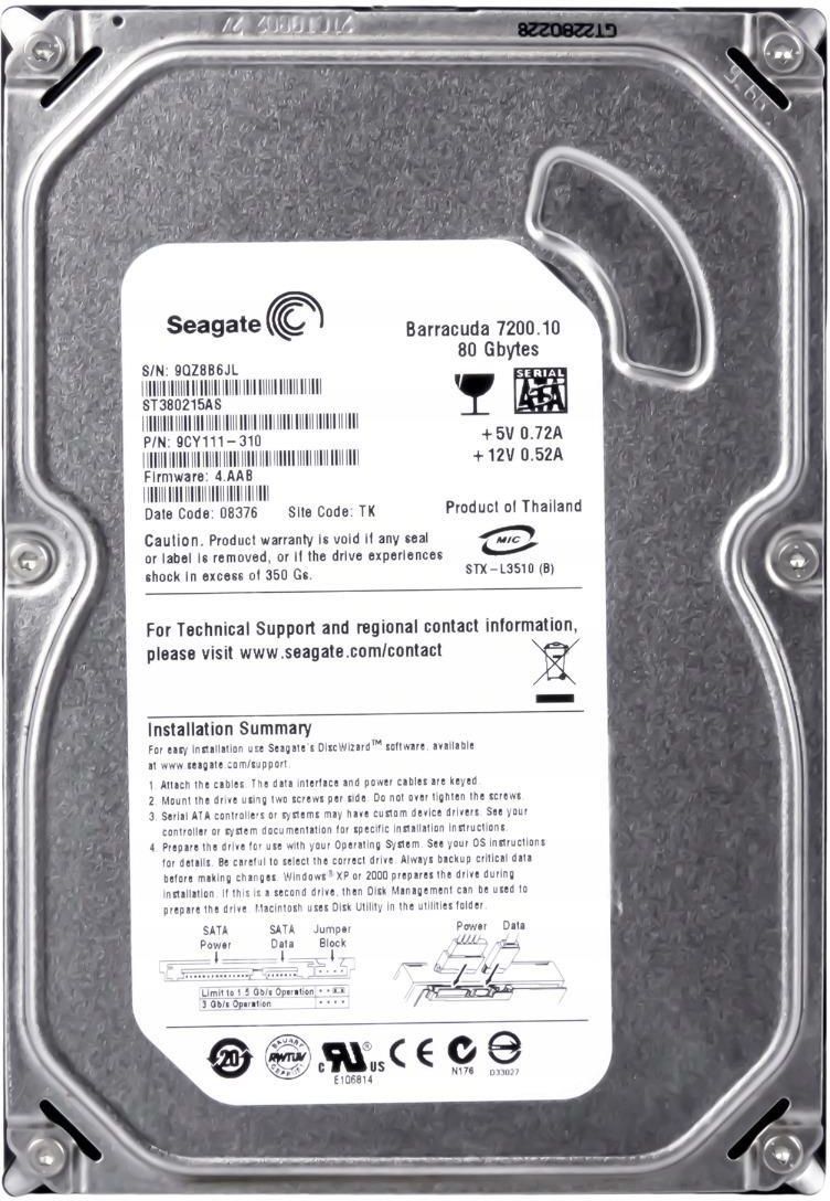 Dysk Twardy Seagate Barracuda Gb Sata Gb S Ncq St As