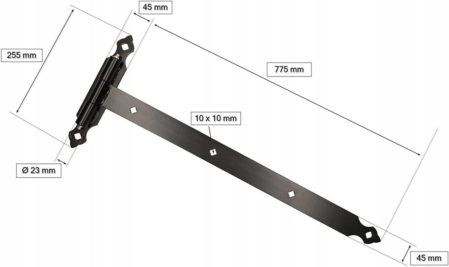 ZAWIAS PASOWY KULKĄ STAŁY GARAŻOWY DRZWI 800 MM - 2 SZT.