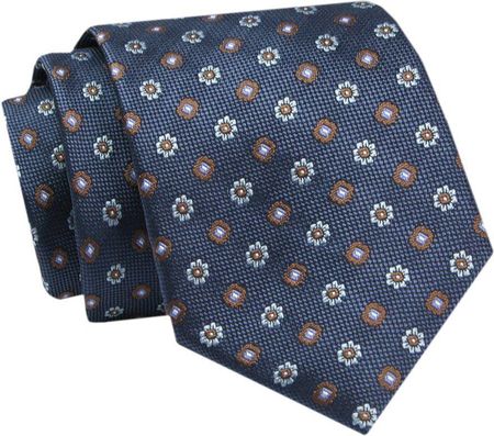 Krawat - ALTIES - Granatowy w Kwiatowe Groszki KRALTS0764