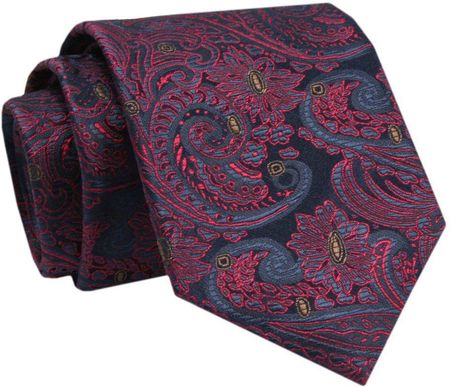 Krawat - ALTIES - Czerwono Granatowy ze Wzorem Orientalnym KRALTS0767