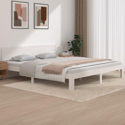 vidaXL Rama Łóżka Biała Lite Drewno 180X200 Cm Super King 810511