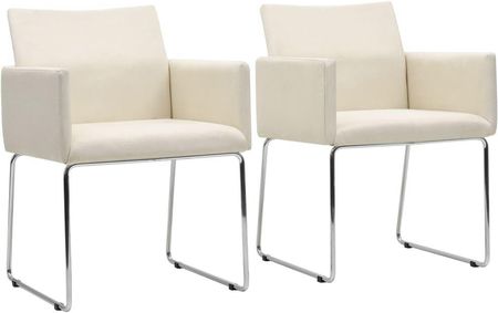 Vidaxl Lumarko Krzesła Stołowe 2 Szt. Stylizowane Na Lniane Białe Tkanina 459958