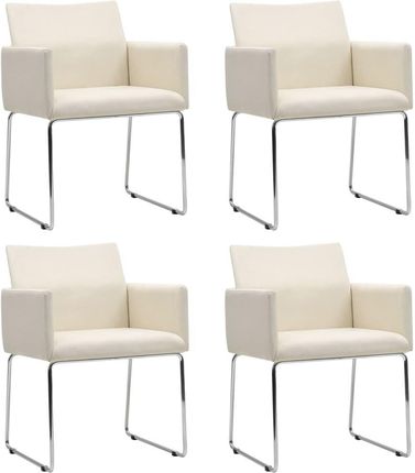 Vidaxl Lumarko Krzesła Stołowe 4 Szt. Stylizowane Na Lniane Białe Tkanina 459965