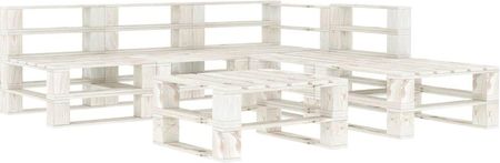 Lumarko 6-Cz. Zestaw Wypoczynkowy Do Ogrodu Z Palet Drewniany Biały