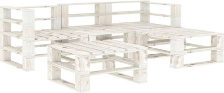 Lumarko 5-Cz. Zestaw Wypoczynkowy Do Ogrodu Z Palet Drewniany Biały