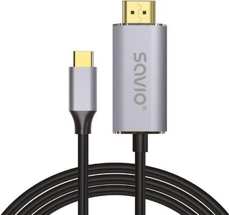 Savio Kabel USB-C do HDMI 2.0B złote końcówki Srebrno-czarny 1m (CL-170)