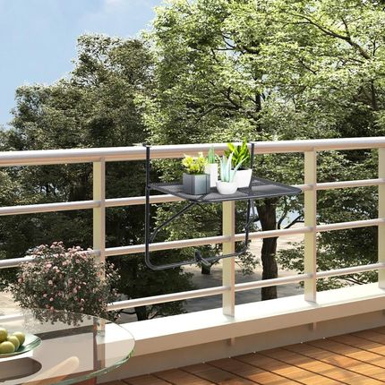 Stolik balkonowy czarny 60x40 cm stalowy