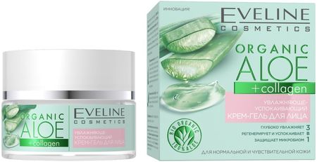 Krem Eveline Cosmetics Organic Aloe + Collagen Nawilżająco-Łagodzący na dzień i noc 50ml