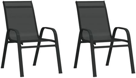 Sztaplowane Krzesła Ogrodowe 2 Szt. Czarne Tworzywo Textilene