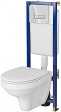 Cersanit Zestaw Stelaż Tech Line Base + Miska Deska Delfi + Przycisk Base Smart Chrom S701-641 (S701641) - Stelaże podtynkowe do toalety