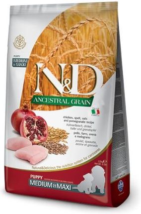 Farmina N&D Ancestral Grain Chicken&Pomegranate Puppy Medium Maxi Z Prazbożami I Kurczakiem 2,5kg