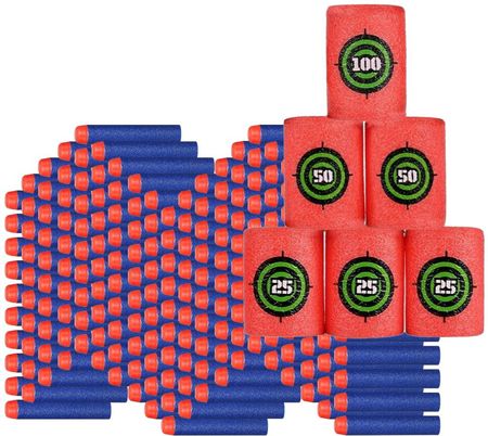 Strzałki piankowe do wyrzutni Nerf 200 sztuk 6 beczek tarcz