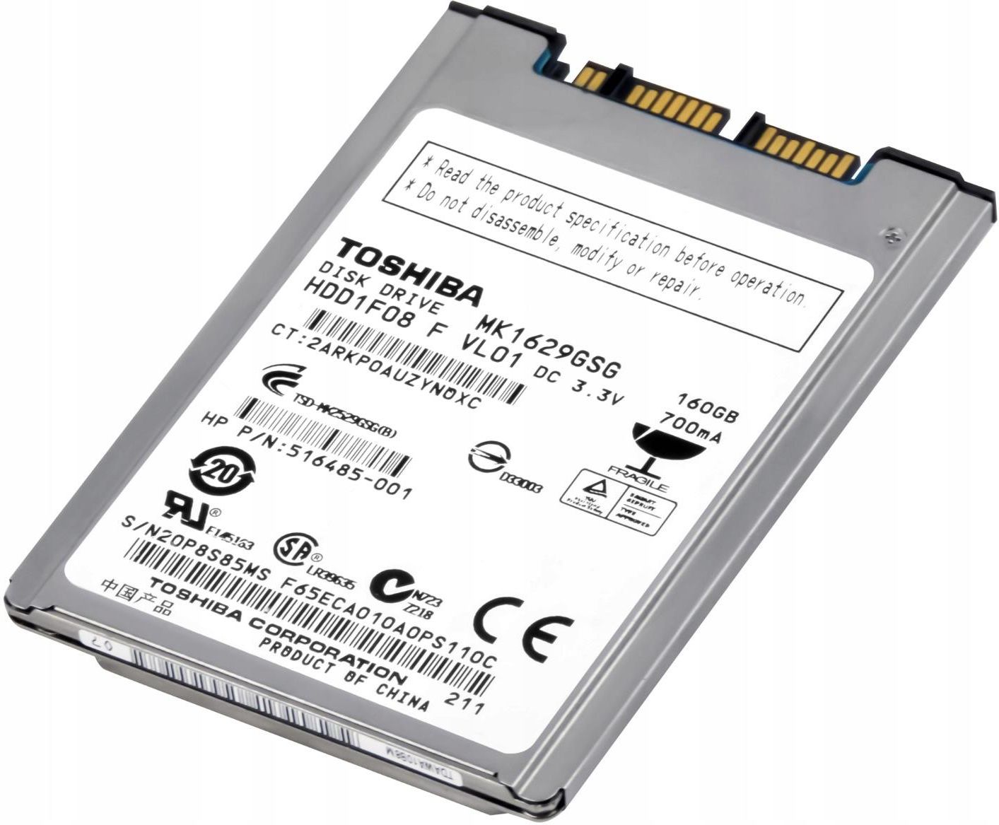 For TOSHIBA MK1629GSG 160 GB HDD 1.8 8 MB 5400 RPM micro-SATA mSATA Hard Disk 102645864662