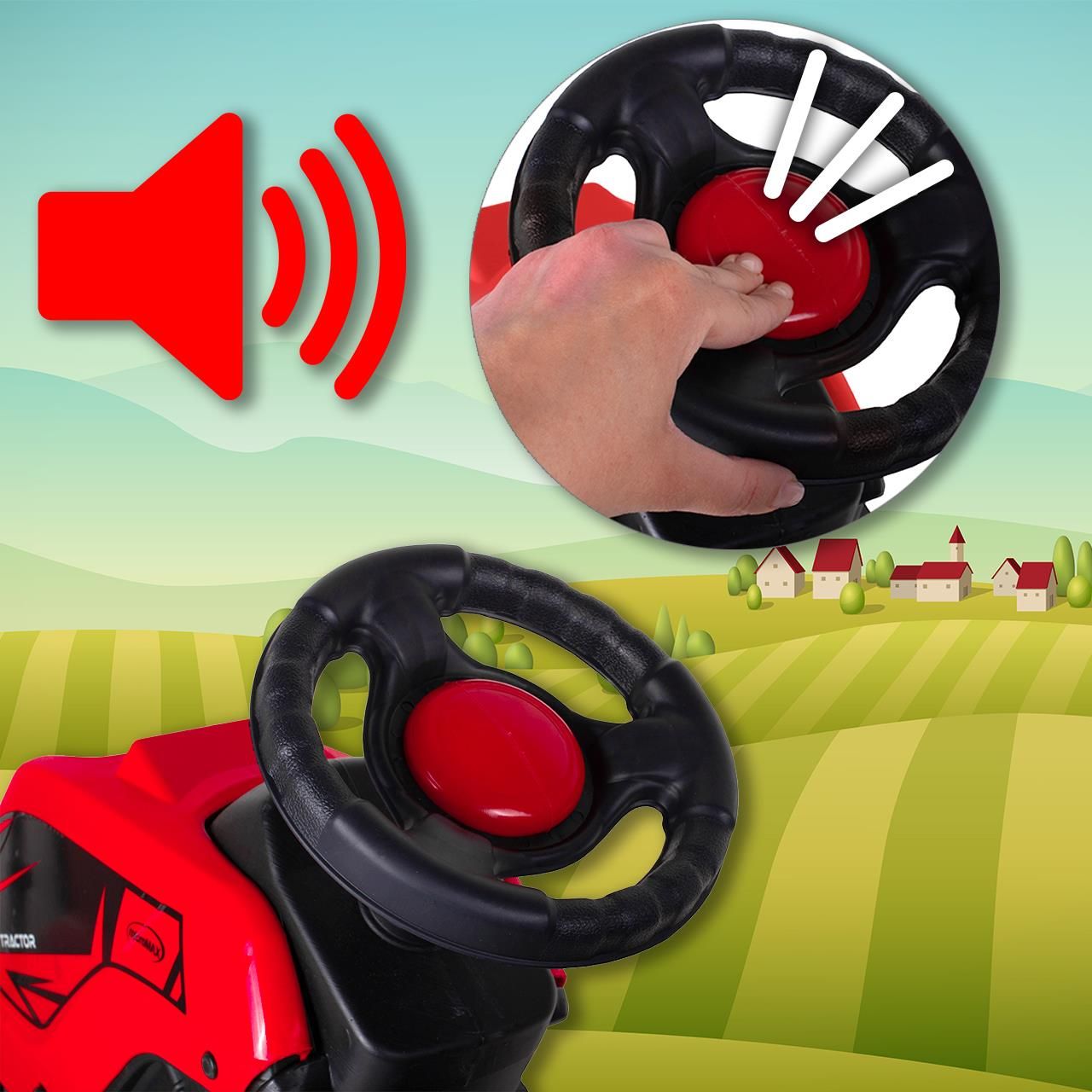 Malplay Duży Traktor Jeździk Z Przyczepą Traktorek Pedały Czerwony - zdjęcie 1 Malplay Duży Traktor Jeździk Z Przyczepą Traktorek Pedały Czerwony