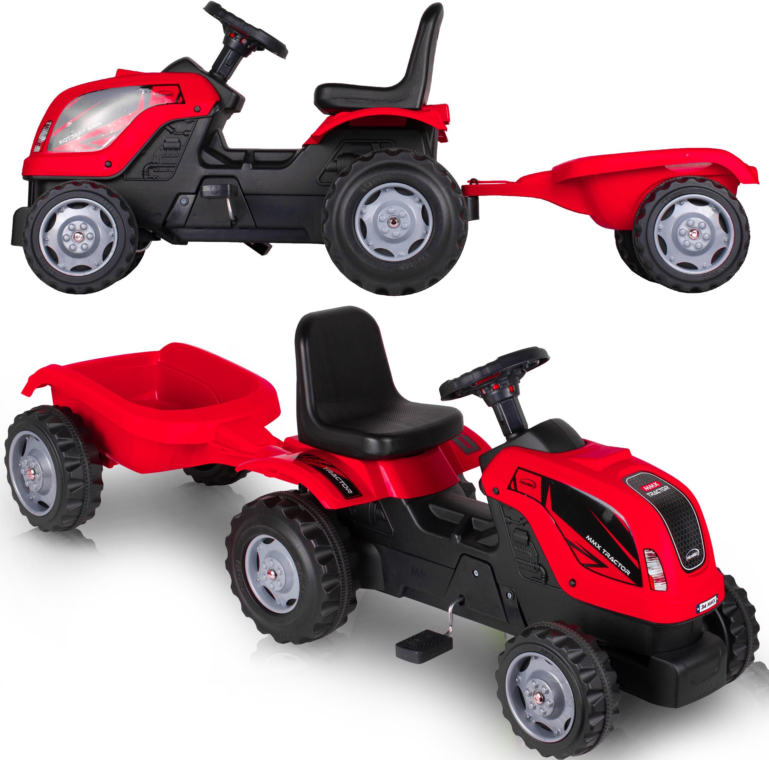Malplay Duży Traktor Jeździk Z Przyczepą Traktorek Pedały Czerwony - zdjęcie 3 Malplay Duży Traktor Jeździk Z Przyczepą Traktorek Pedały Czerwony