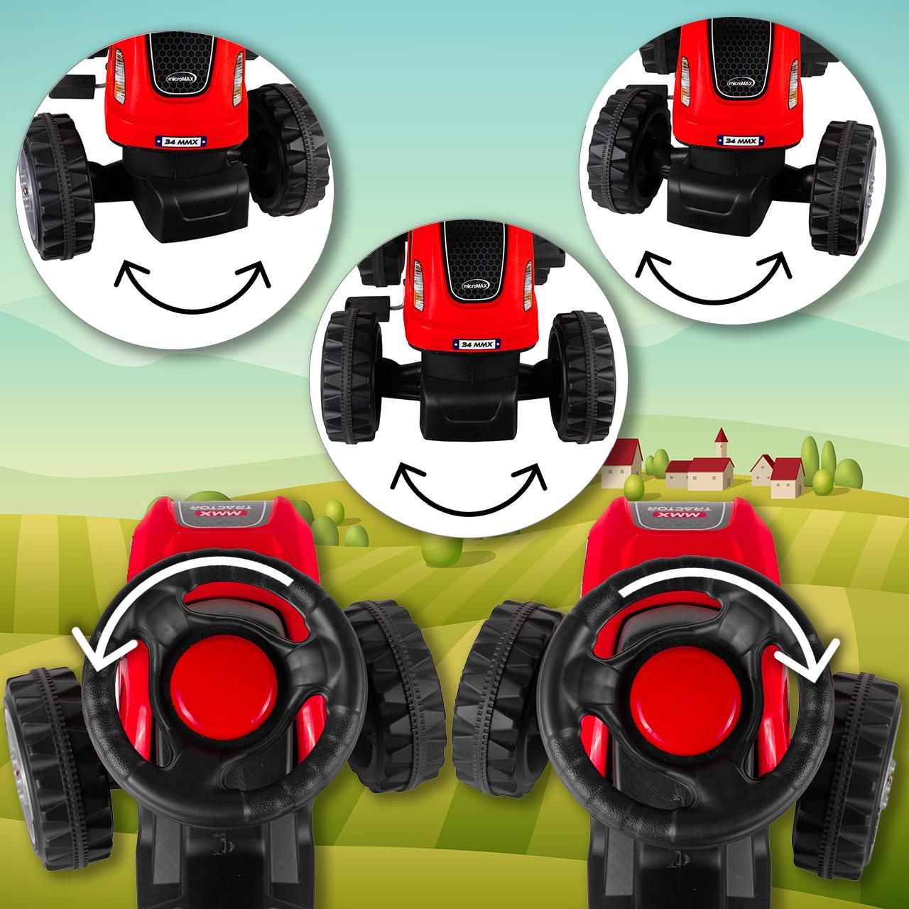 Malplay Duży Traktor Jeździk Z Przyczepą Traktorek Pedały Czerwony - zdjęcie 6 Malplay Duży Traktor Jeździk Z Przyczepą Traktorek Pedały Czerwony