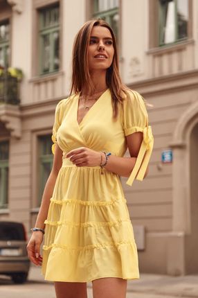 Letnia sukienka z krótkim rękawem żółta PR3181