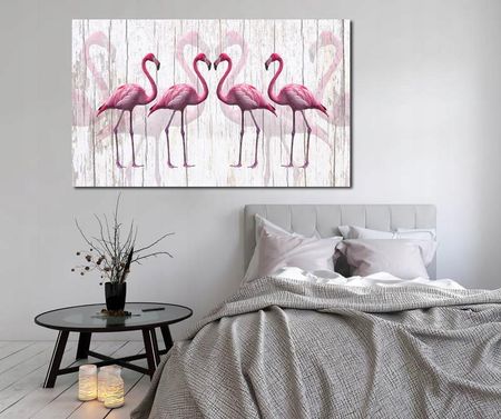 Obraz Flamingi 2 120X70Cm Róż Fiolet Ptaki 12432678806