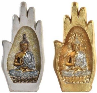 Dkd Home Decor Figurka Dekoracyjna Szary Złoty Budda Żywica (10X7 2X20 9 Cm) (2 Sztuk) 12631617