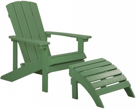 Krzesło Ogrodowe Z Podnóżkiem Zielone Adirondack