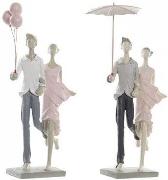 Dkd Home Decor Figurka Dekoracyjna Szary Różowy Żywica (2 Sztuk) (18X10X37 Cm) 12634415