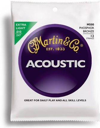 Struny do gitary akustycznej Martin MA500FX 12 strun 10-54