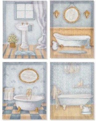 Dkd Home Decor Obraz Łazienki (30X1 8X40 Cm) (4 Sztuk) 12644944