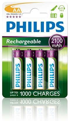 Philips Rechargeable accu AA, 2100 mAh Nickel-Metal Hydride (R6B4A210/10)