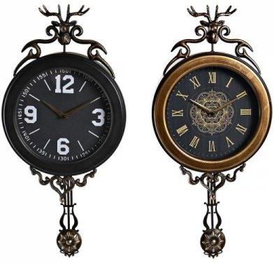 Dkd Home Decor Zegar Ścienny Szkło Czarny Złoty Żelazo 27X7,5X57,5Cm