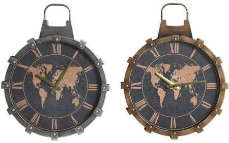 Dkd Home Decor Zegar Ścienny Szkło Srebrzysty Złoty Żelazo Mapa Świata 42X8,5X54Cm